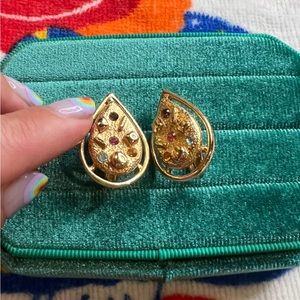 Stunning Vintage Sarah Coventry Tear Drop Stone Earrings